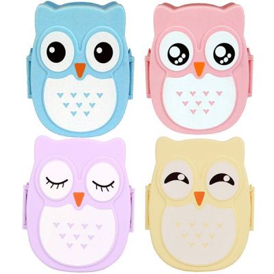 Bright Owl Shape Food Container Sealed Lunch Box Two Grids
