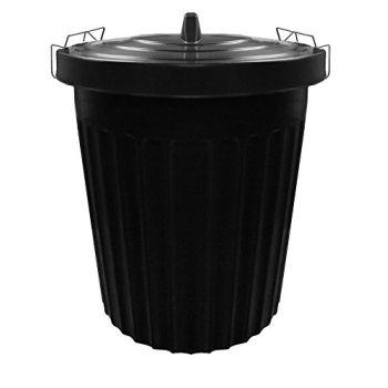 Large 100 Litre BLACK Plastic Bin Rubbish Waste with Locking Lid