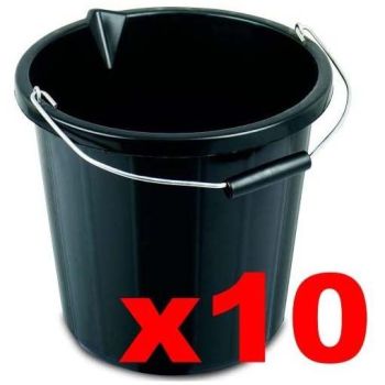 Black Plastic Builders Buckets -14 Litre