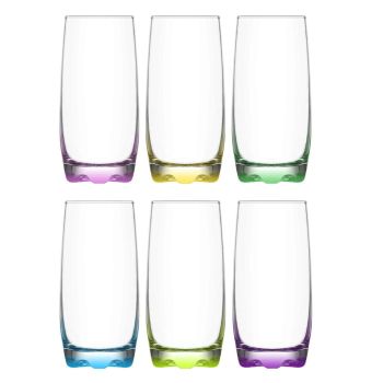 Lucenté Highball Tumbler Drinking Glasses With Coloured Base