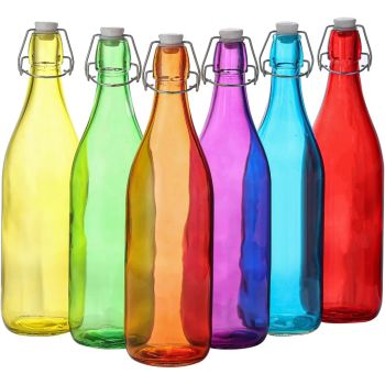 Traditional Vintage Style Glass Bottles with Swing Top Lids 