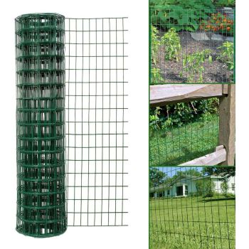 Simpa Multipurpose 1M x 10M - Green PVC Coated Galvanised Steel Wire Garden Fencing Roll