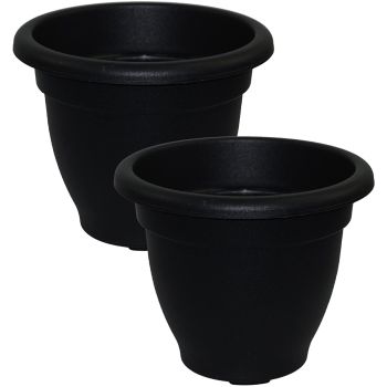 Ebony/Black Round Plastic Garden Planter 