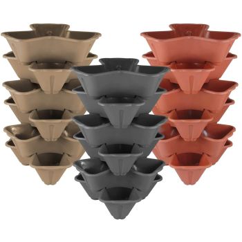 Set of 6 Strawberry Planter Pot Square Tri-Pot Design