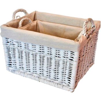 White Wicker Nesting Storage Baskets 