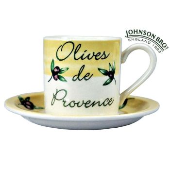 Olives De Provence Porcelain Coffee Cup & Saucer Set Johnson Bros Ware