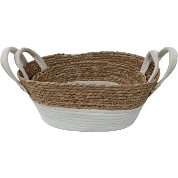 Cotton and Grass Rope Woven Storage Baskets 