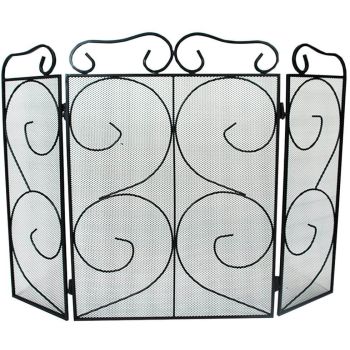 Chequers 3 Panel Folding Fire Guard Fire Screen Spark Flame Guard