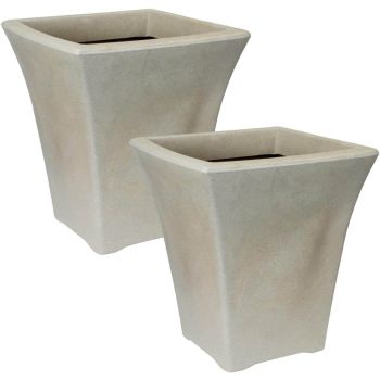 Flared Cream Sandstone Effect Plastic Planter