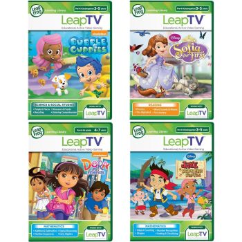 LeapFrog LeapTV 4PC Learning Set: Bubble Guppies, Dora & Friends, Jake & the Neverland Pirates & Sofia the First Picnic Games 