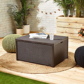 Keter Allibert Arica rattan effect Coffee Table with storage Outdoor Garden Furniture