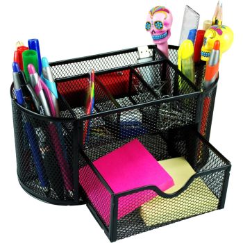 Oxbridge Multi-Functional Black Metal Mesh Desk Tidy Organiser