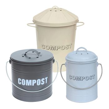 Vintage Style Compost Bin Caddy with Odour Absorbing Filter