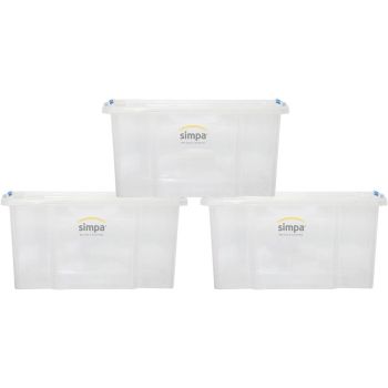 Stackable Plastic Storage Box with Clear Click Lock Closure Lid