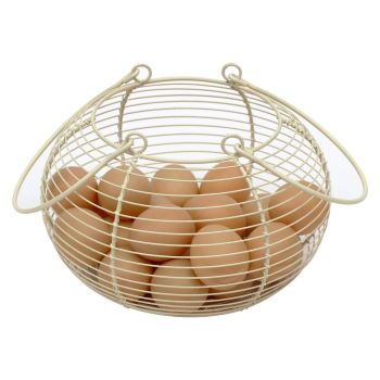 Vintage Style Wire Egg Basket Storage Holder Stand With Long Carry Handles