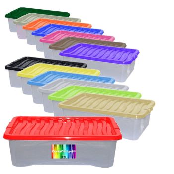 32 Litre Under Bed Storage Box With Coloured Lids