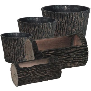 Woodland Textured Trunk Style Plastic Planters