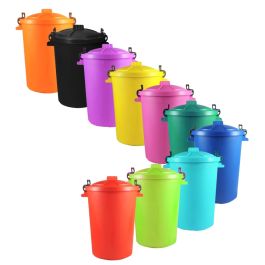 Plastic Bin With Locking Lid - Choice Of Colours